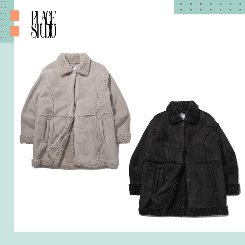 PLACESTUDIO ♥ Fur Line Detail Suede Half Mustang