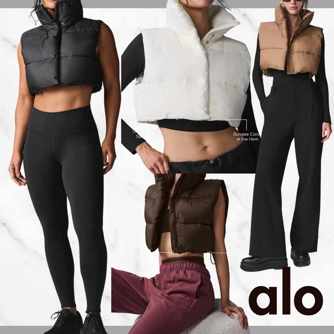 【alo yoga】クロップド ゴールドラッシュ パファーベスト