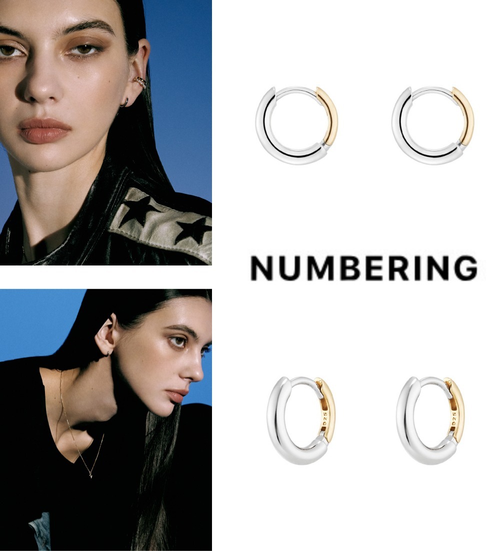 ピアス Basic Two Tone Hoop Earrings #3106