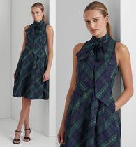 国内即発 サイズ限定 チェック柄タイネックドレス Ralph Lauren
