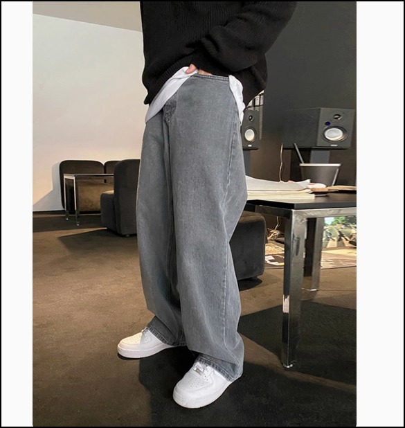 ルーズ ストレート ワイド デニム パンツ カジュアルパンツ