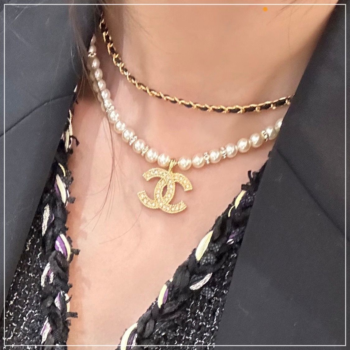 CHANEL 24K《甘辛ミックス♪》パール＆レザーネックレス