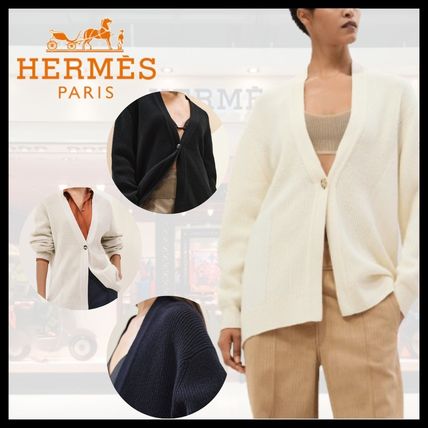 ホワイト（白）系 M HERMES(エルメス) カーディガン(レディース
