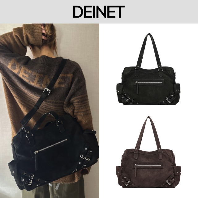 【DEINET】24FW STUD POCKET BIG BAG IN SUEDE (2COLORS)