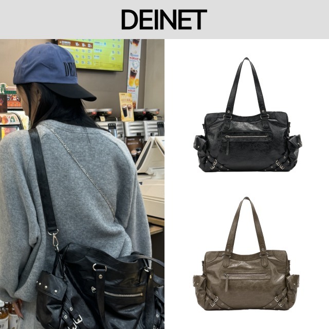 【DEINET】24FW STUD POCKET BIG BAG (2COLORS)