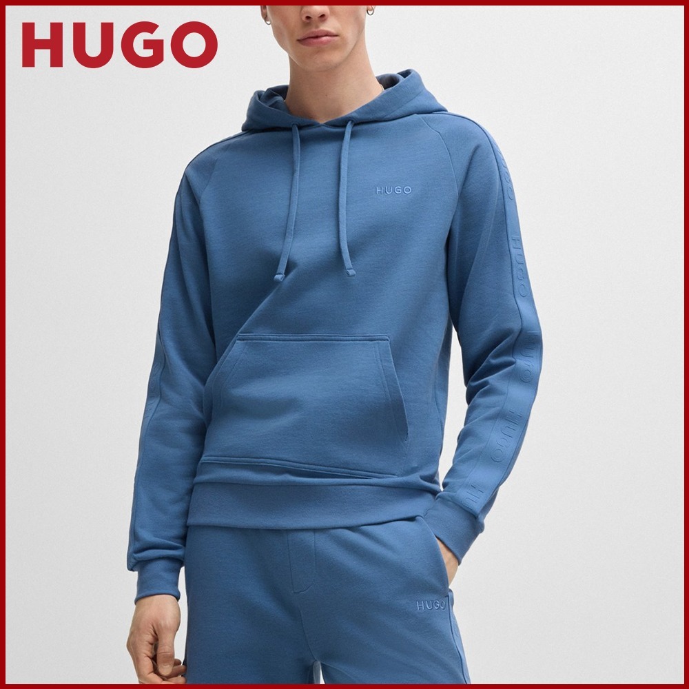 HUGO コットンテリー フーディ ロゴテープスリーブ
