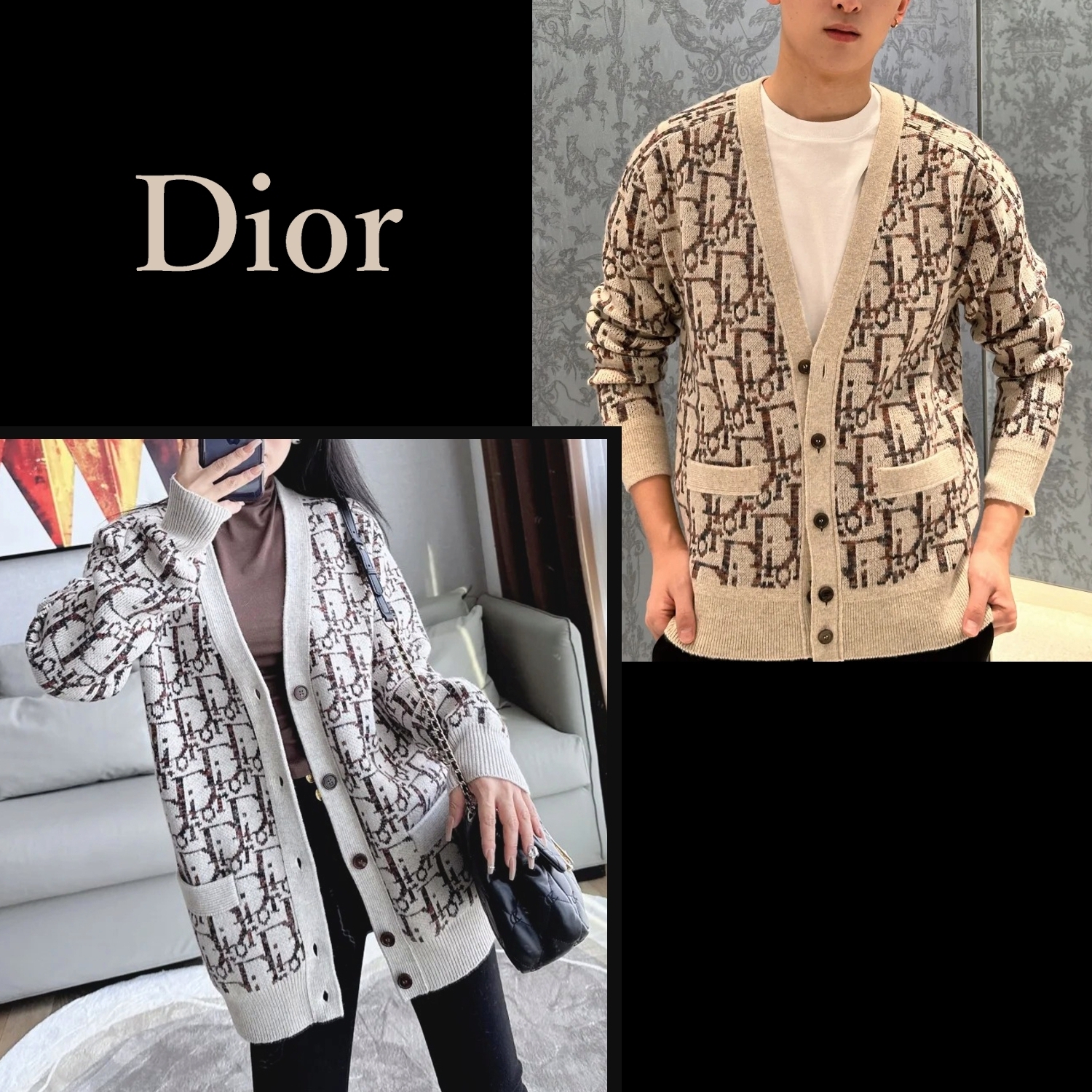 オブリーク★【 Dior 】バージンウールジャカード カーディガン