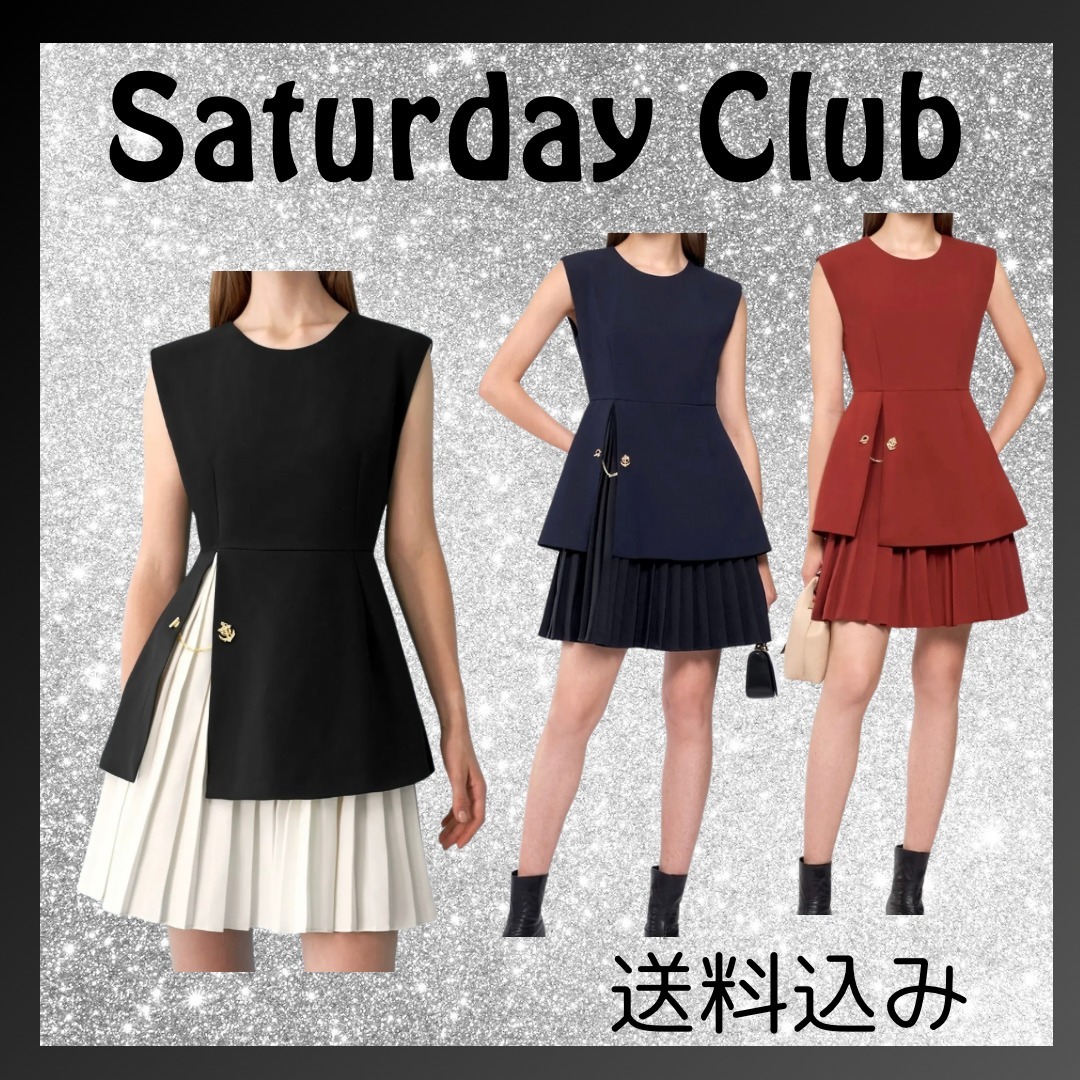 《SaturdayClub》 サイドスリット プリーツヘム ワンピース
