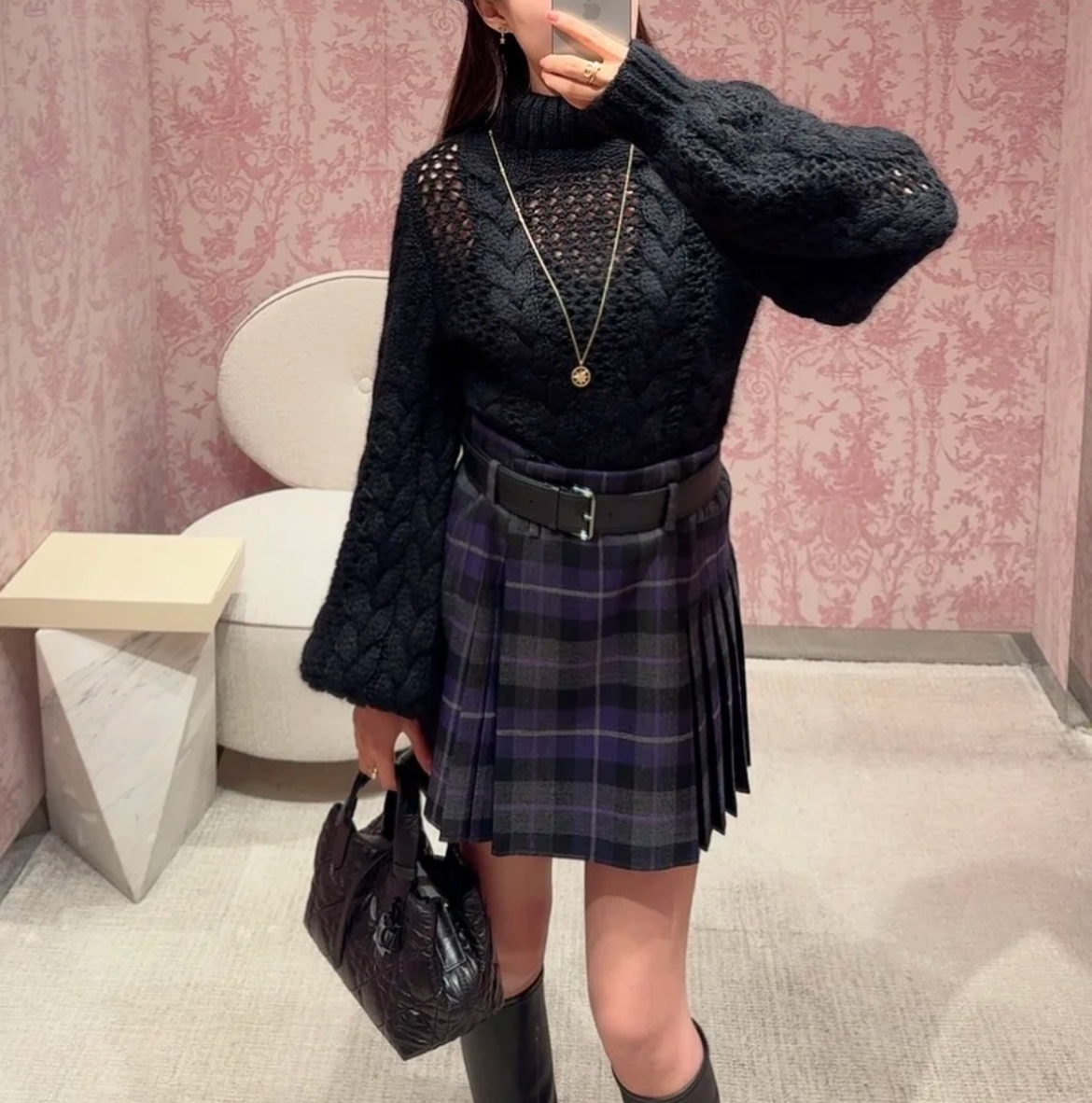 大人可愛い♪】DIOR☆ベルト付き ショートキルト (Dior/ミニ