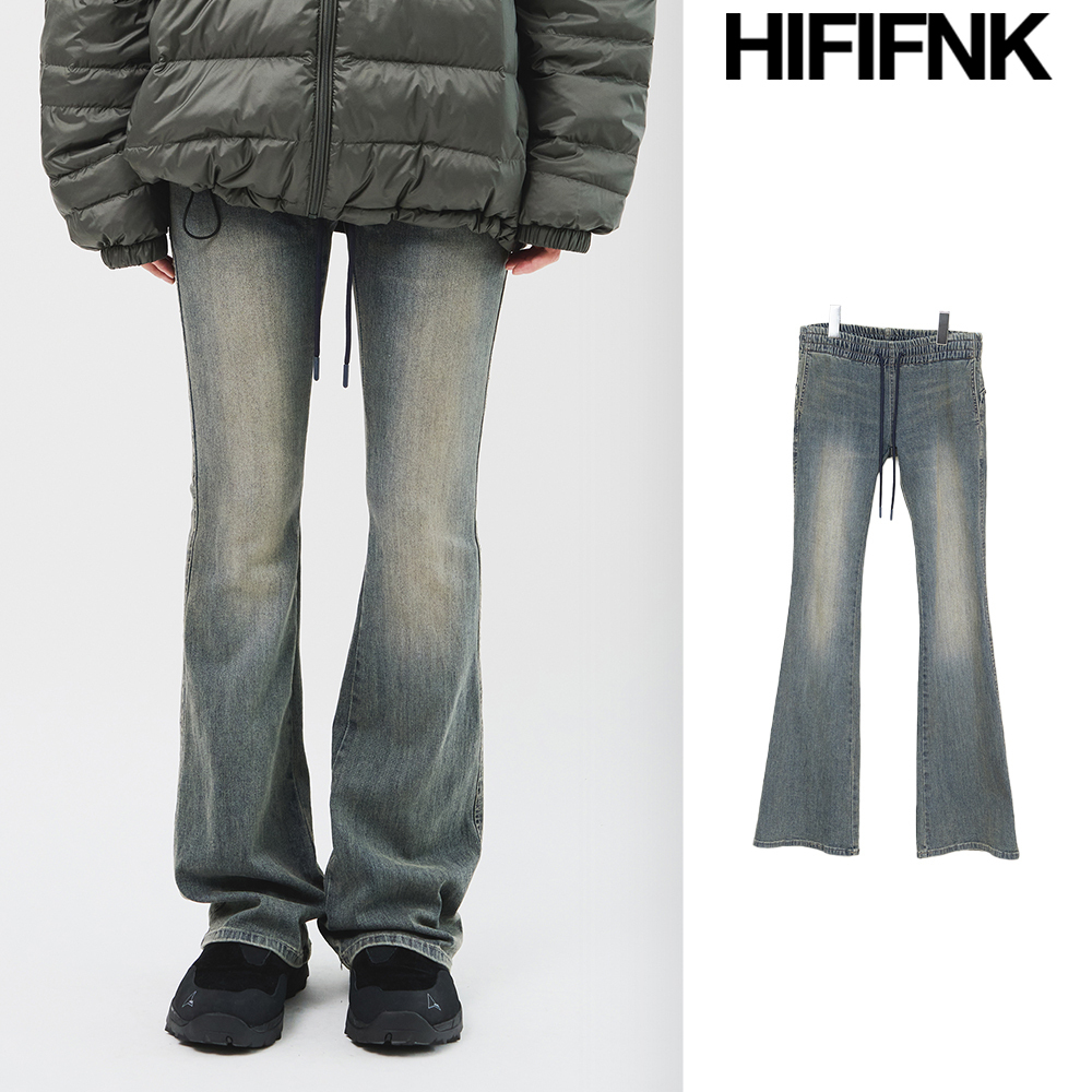 【HI FI FNK】(W) Blue Bootscut Banding Denim