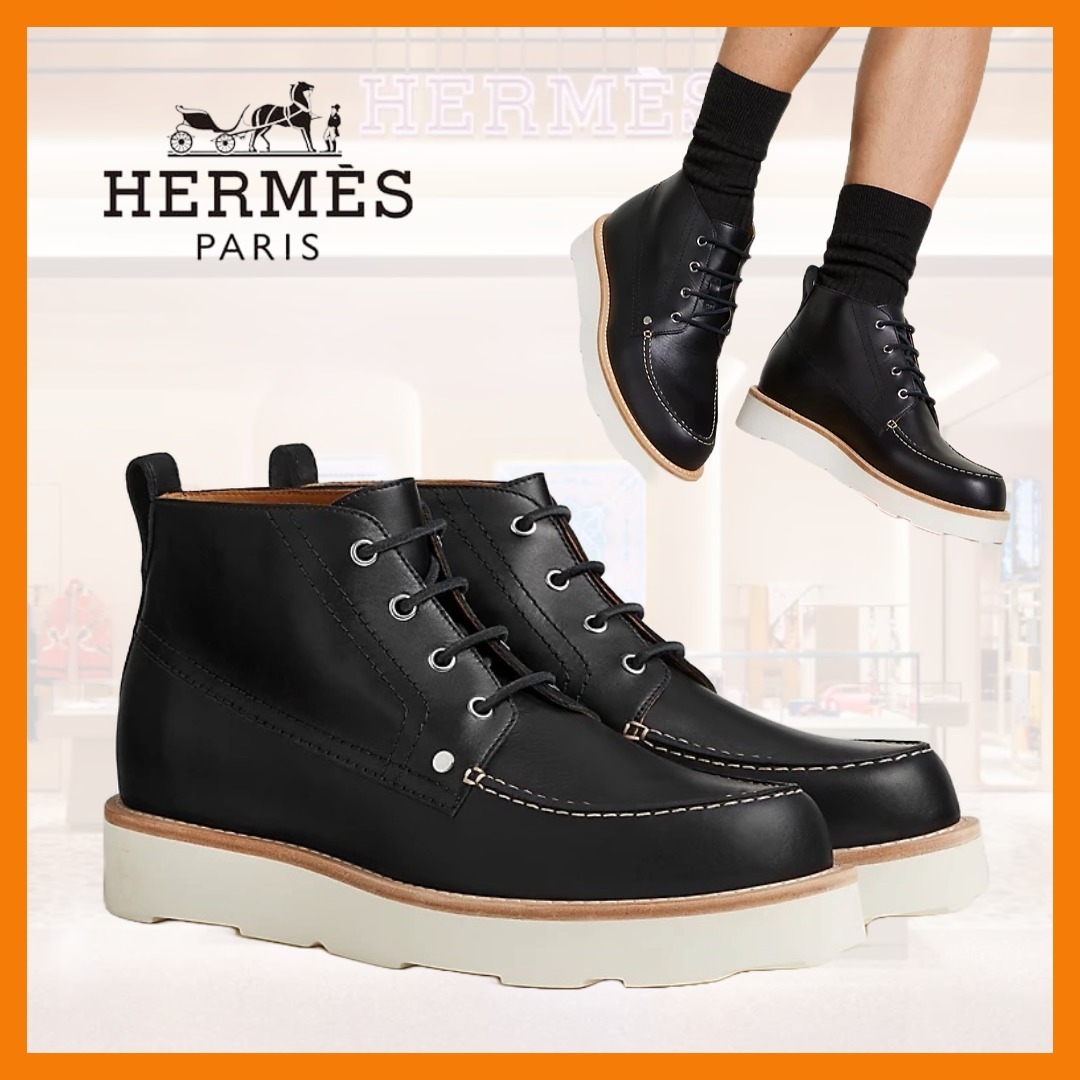 【黒革の艶感がお洒落♪】HERMES★アンクルブーツ《Kristopher》