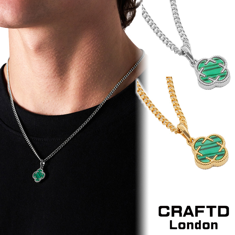 CRAFTD London ネックレス MALACHITE CLOVERSTONE PENDANT