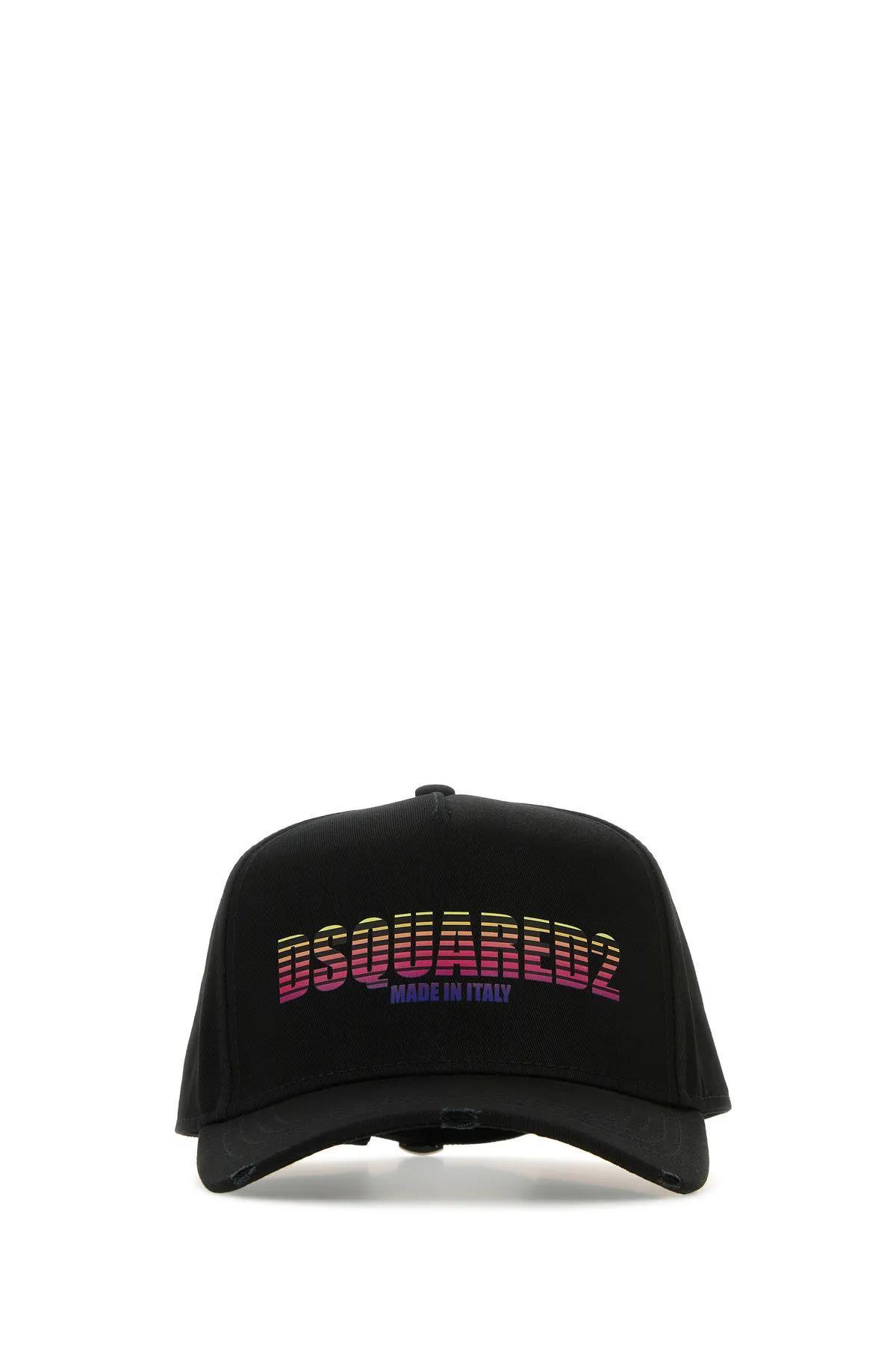 【送料&関税込】Dsquared2 Black Gabardine Baseball Cap - Uni