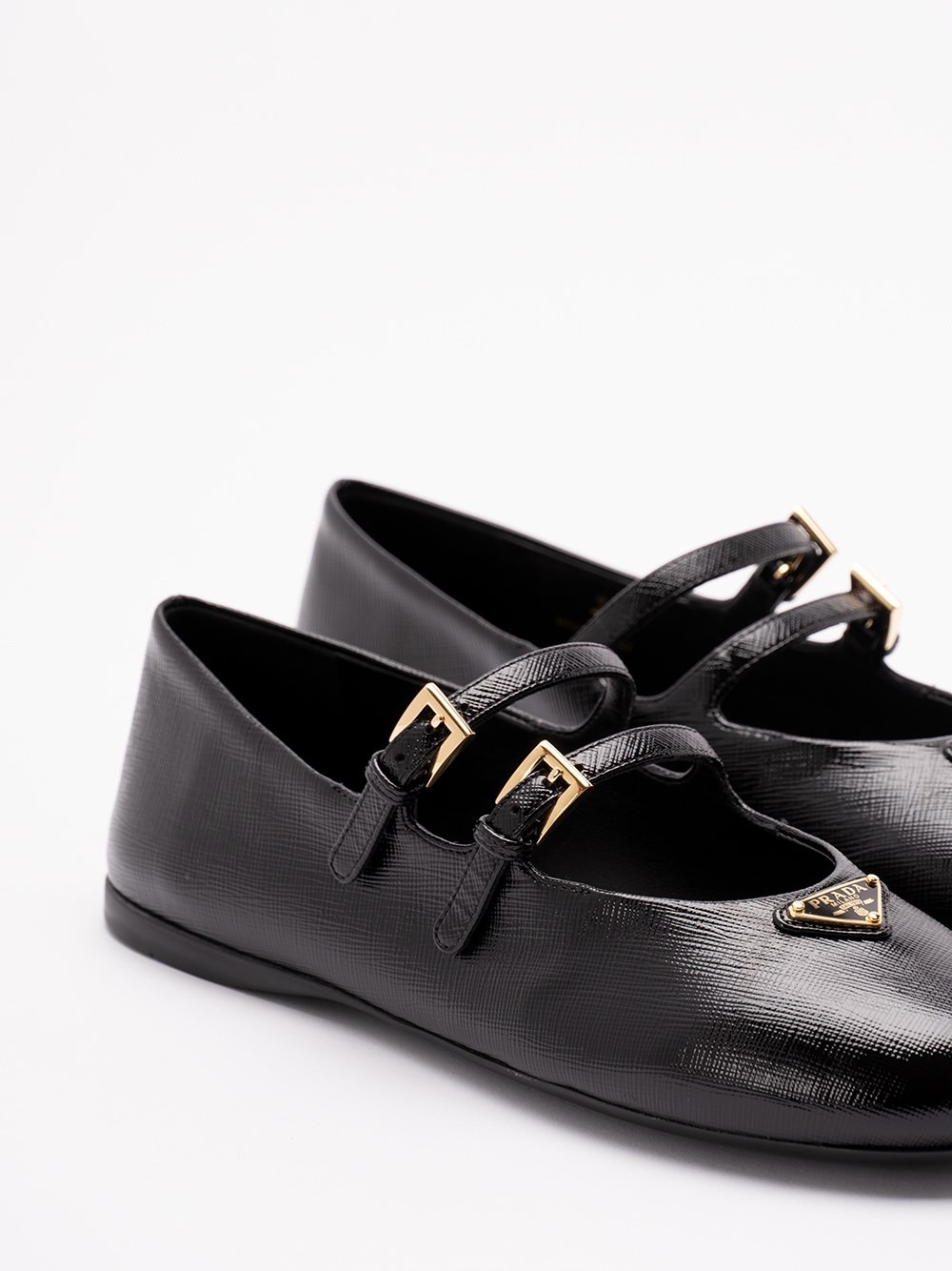 PRADA◆カーフレザー トライアングルロゴ バレリーナ 0.5cm
