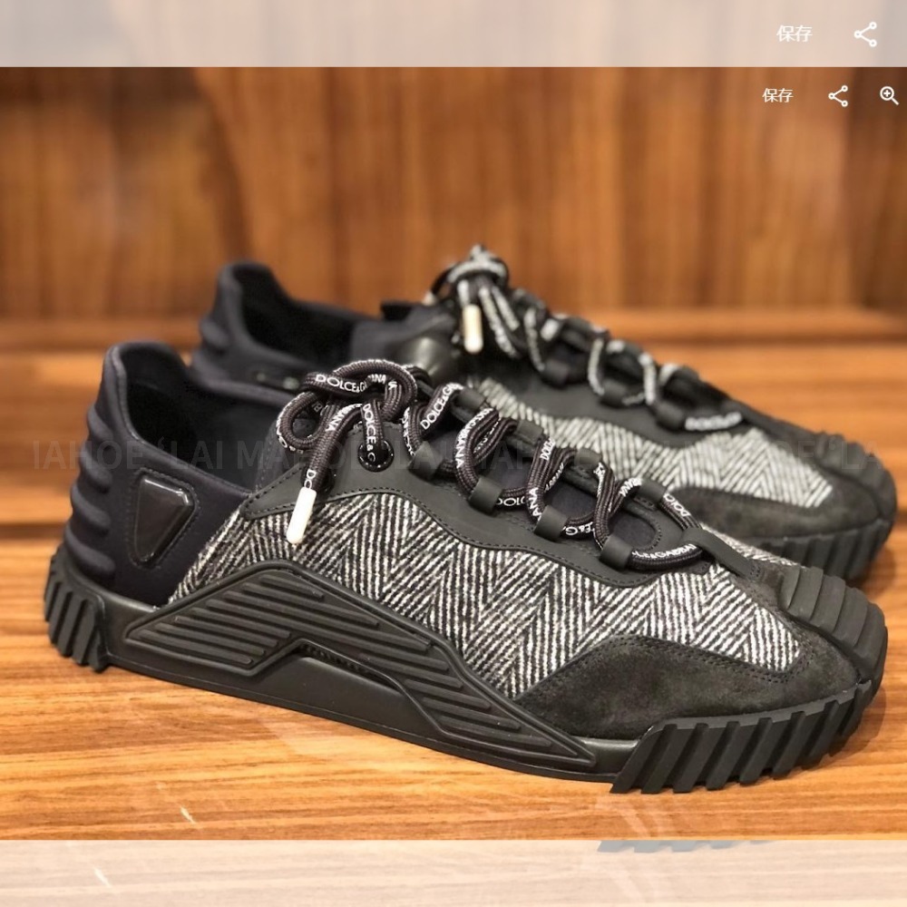 DOLCE & GABBANA メンズ ホワイト×ブラック ロゴ スニーカー