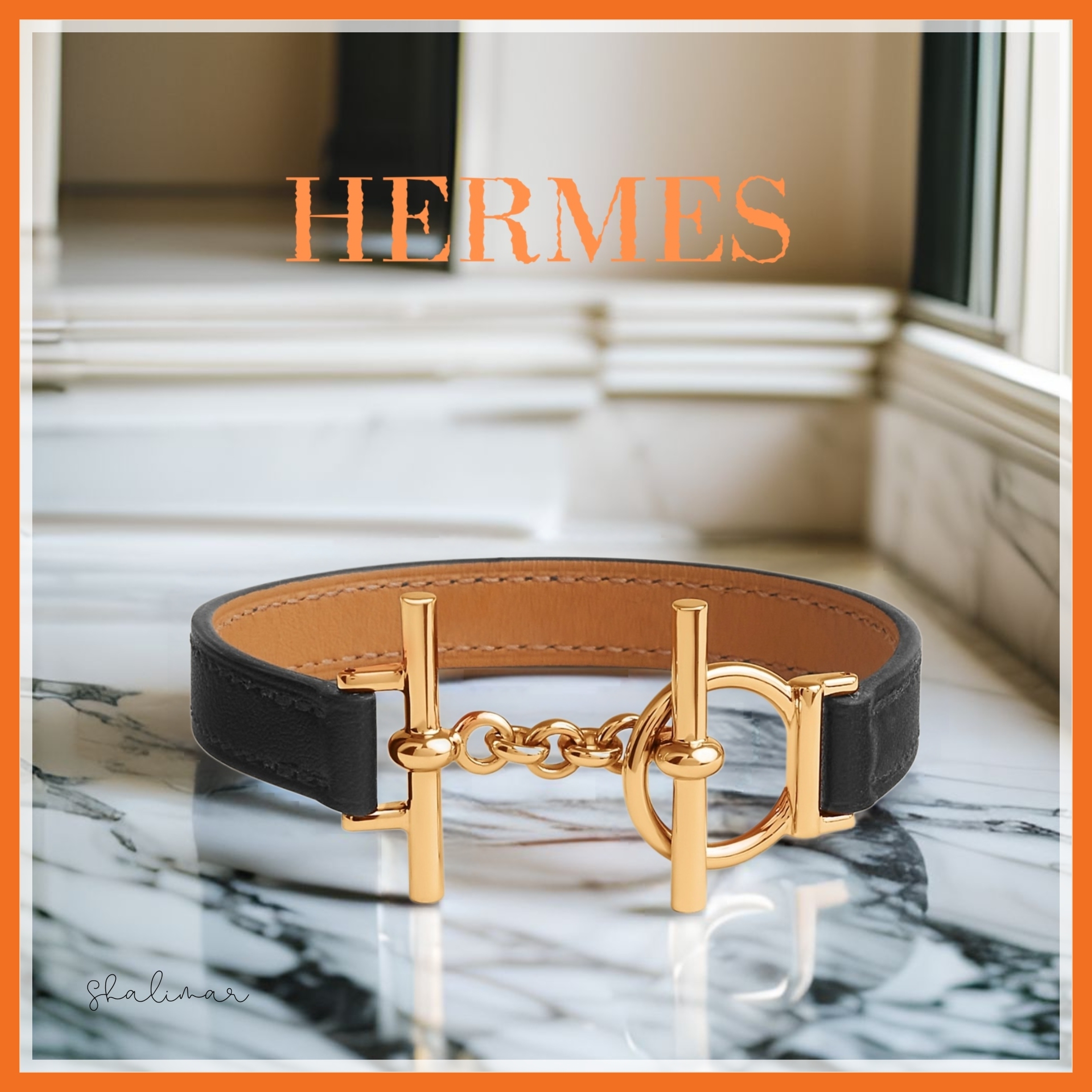 オシャレ★HERMESゴールド×レザークルーズ ブレスレット