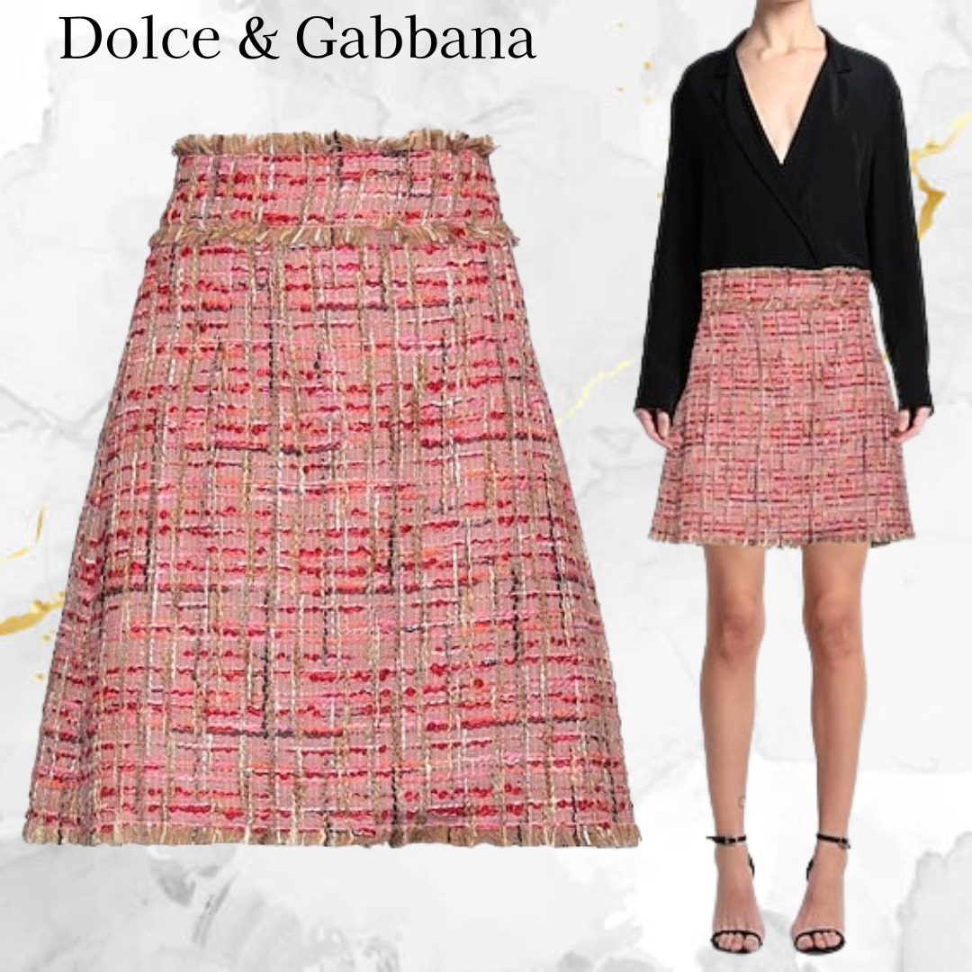 Dolce & Gabbana☆ツイード フリンジ フレア ミニスカート