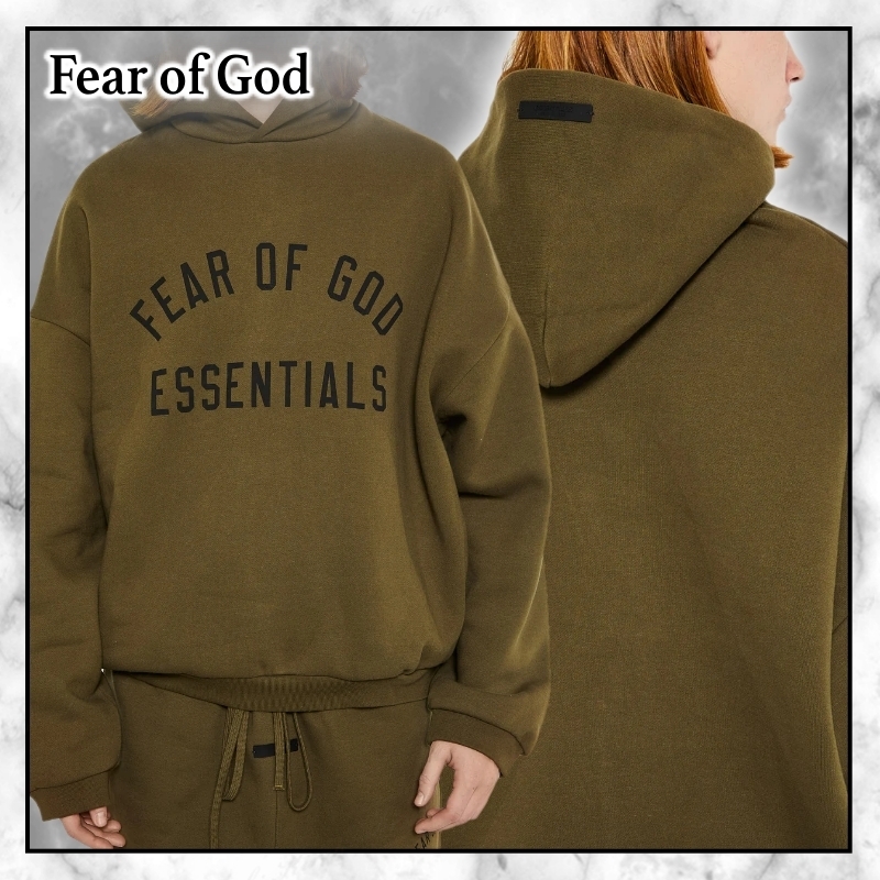 ◆FEAR OF GOD 最新作◆ロゴプリント フリース フーディ/Green◆