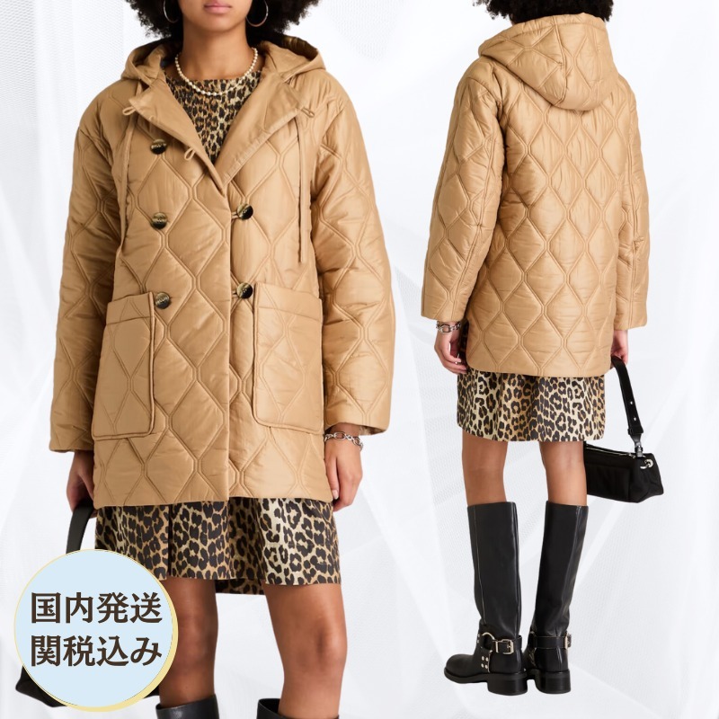 GANNI ガニー ダブルブレストコート キルティング フード 関税込