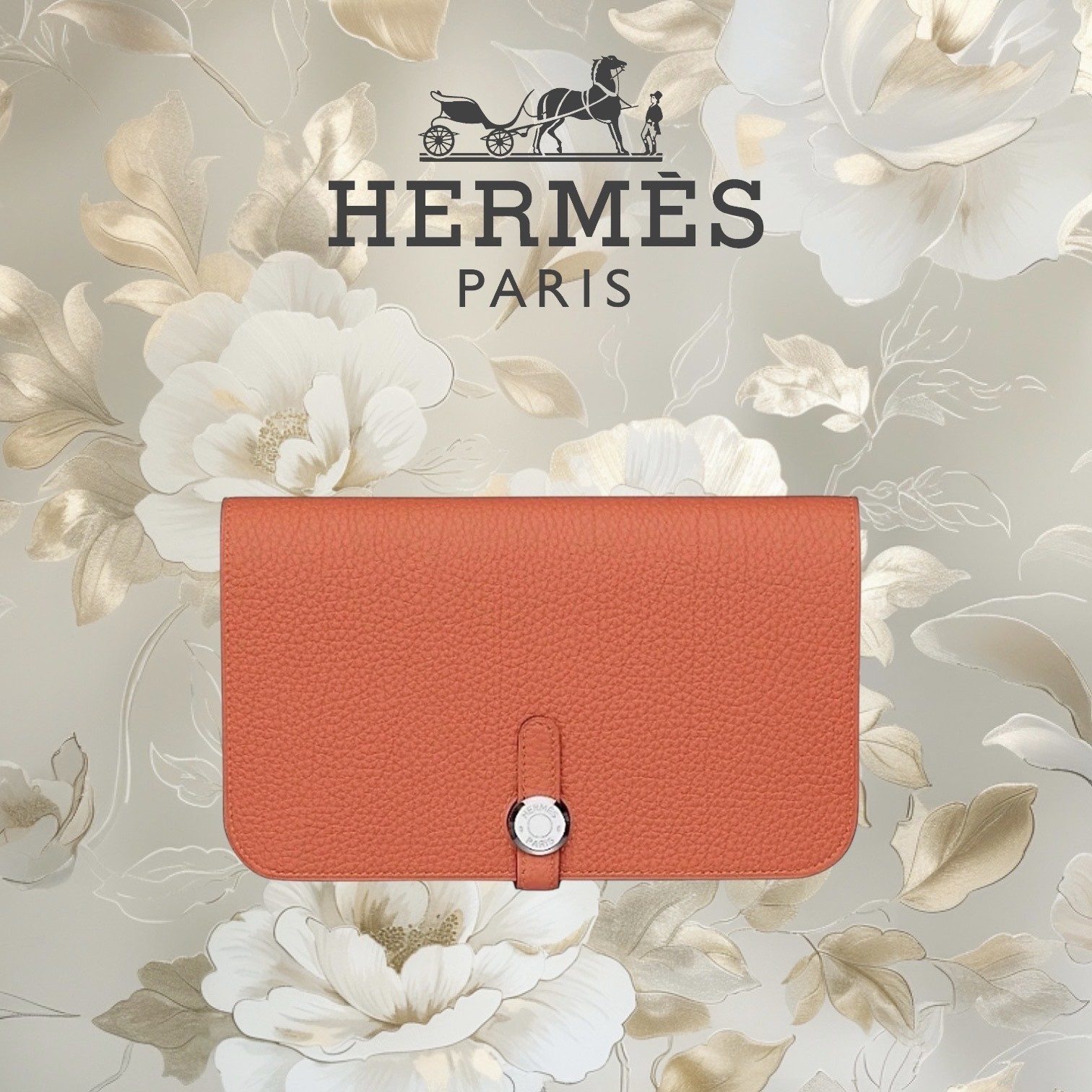 HERMES エルメス コンパクト 財布 ドゴン デュオ オレンジ フー