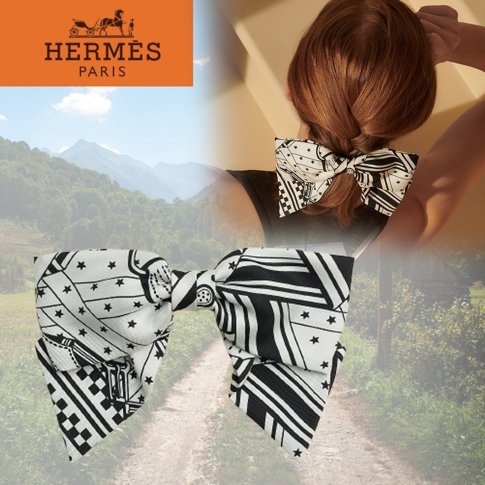 ☆可愛い☆【Hermes】\"Sangles en Zigzag Bandana\" ヘアクリップ 大人気】HERMES Sangles en Zigzag Bandana ヘアクリップ ヘア