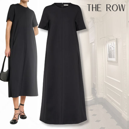 【新season】 THEROW ロビ ドレス 半袖ロングワンピース 黒 ワンピース ロング タイト スリット 半袖 ワンピ 黒 XL 2XL 3XL