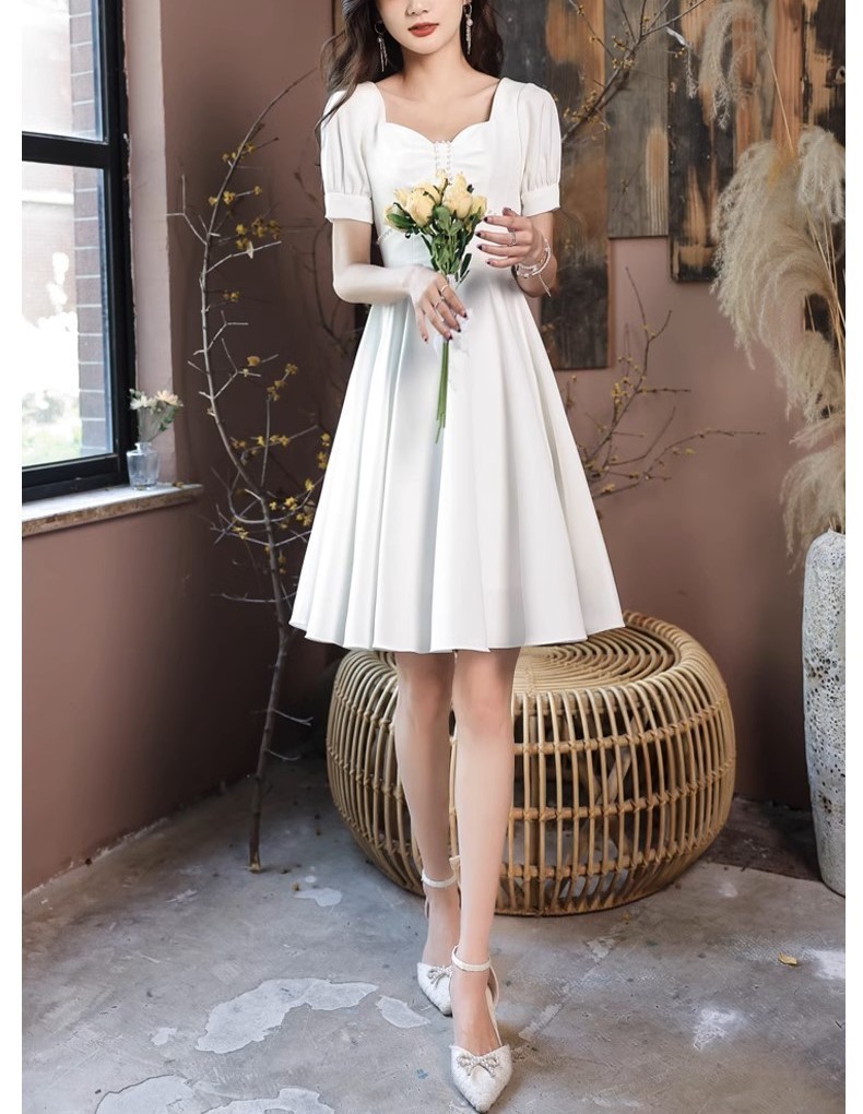 ☆半袖☆ スタンドカラー ミディ丈 ワンピース パーティ ドレス ドレスプラス DRESS+ レーススタンドカラーワンピースドレス
