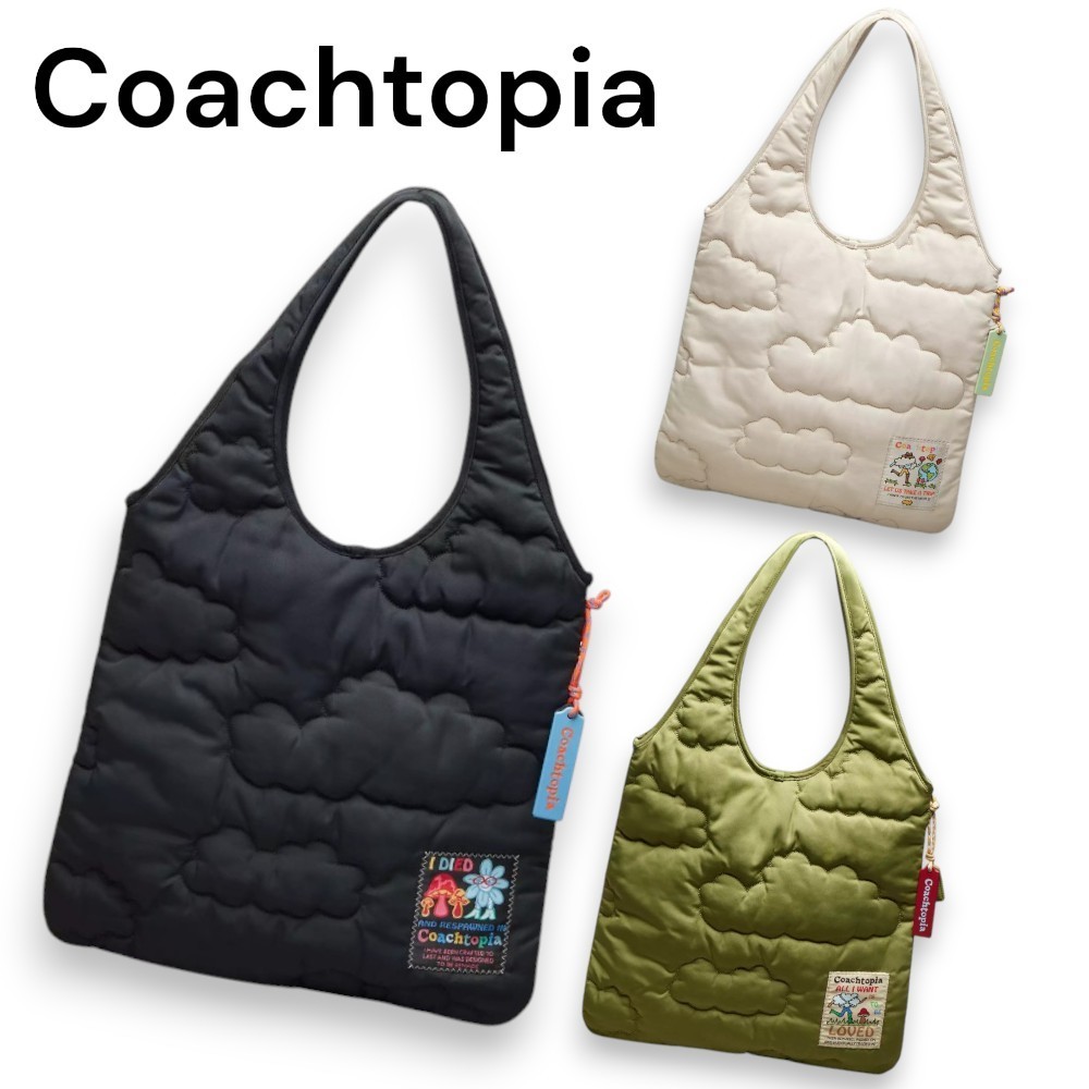 日常使いに♪【Coachtopia】ループフラット キルティング トート