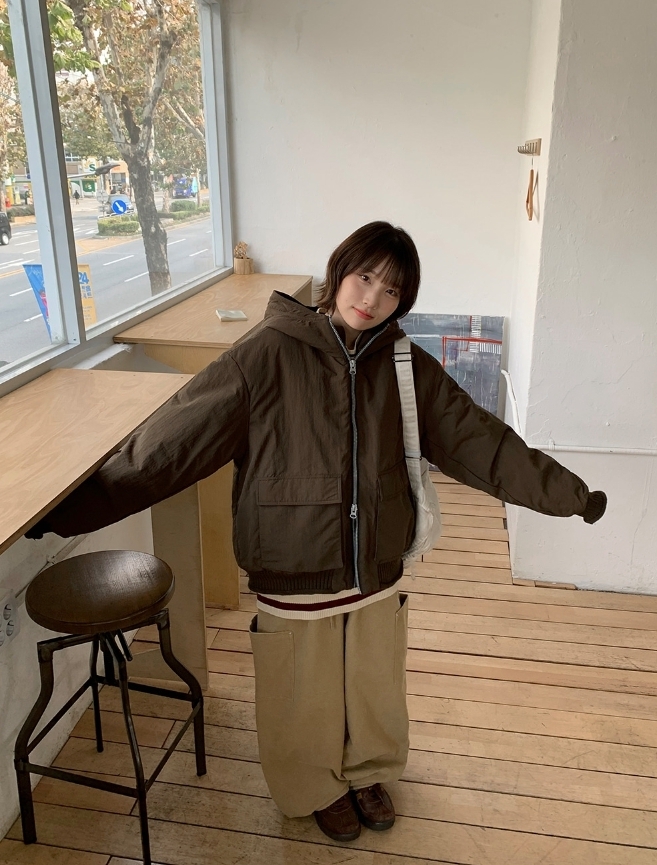 【BAON】[unisex] Nakodo Hood Pocket Quilting Wool Padding JP BAON】[unisex] Nakodo Hood Pocket Quilting Wool Padding JP