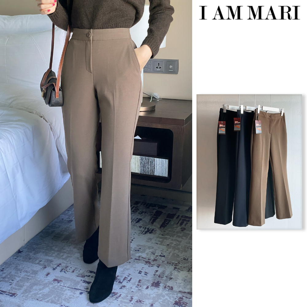 【I AM MARI】Easy Fit Brushed Banding Bootcut Pants