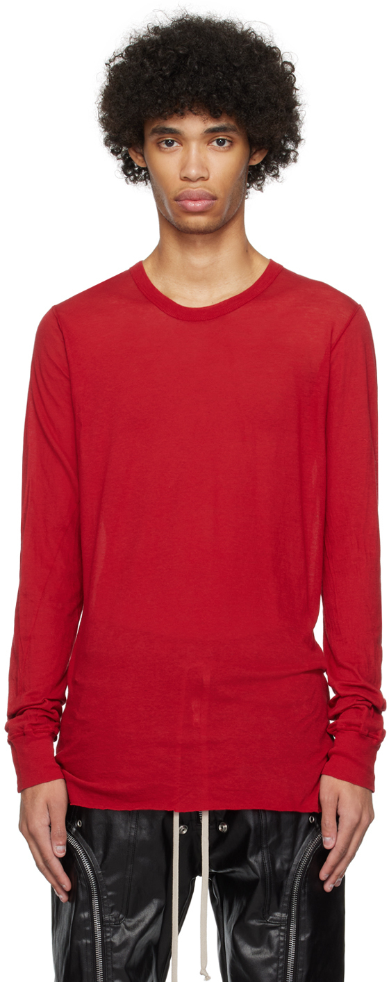 【関税込み】Rick Owens レッド Basic 長袖Tシャツ
