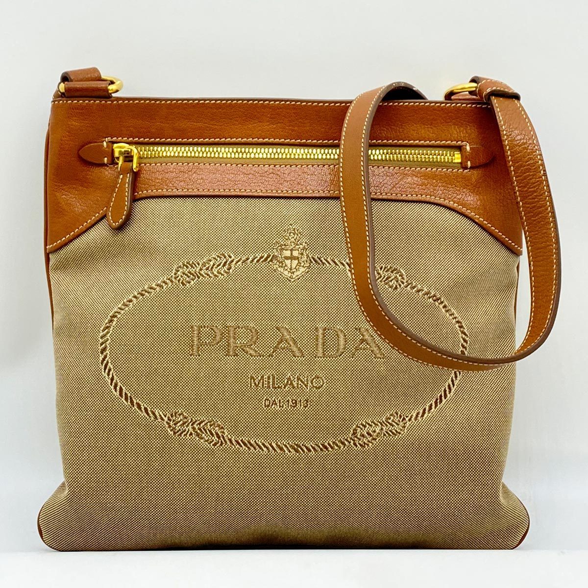 PRADA プラダ ジャガード ショルダーバッグ カーキ 7699