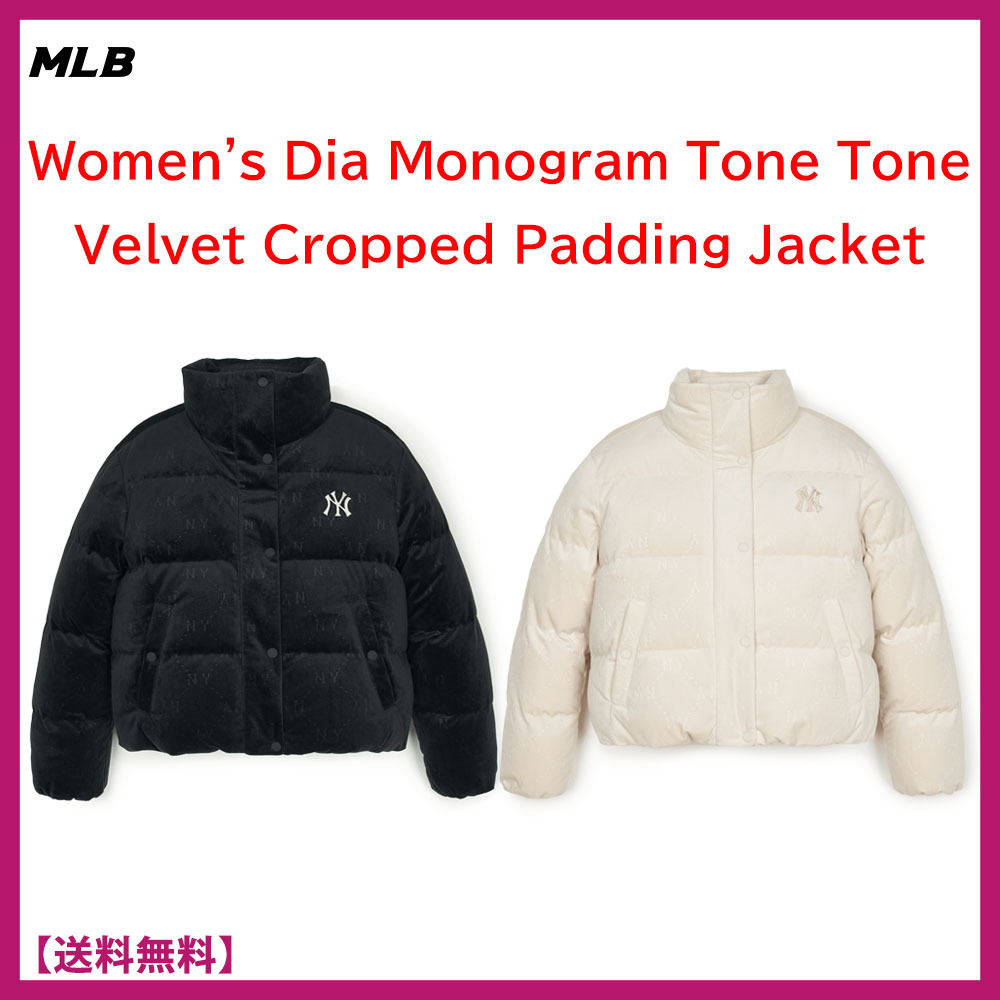 ★MLB Korea★W's Dia Monogram Velvet Crop Padding★クロップ