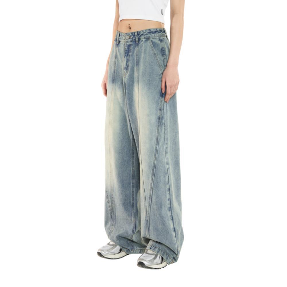 │Odd Studio│ Diagonal cut wide denim pants LIGHT BLUE OO4M