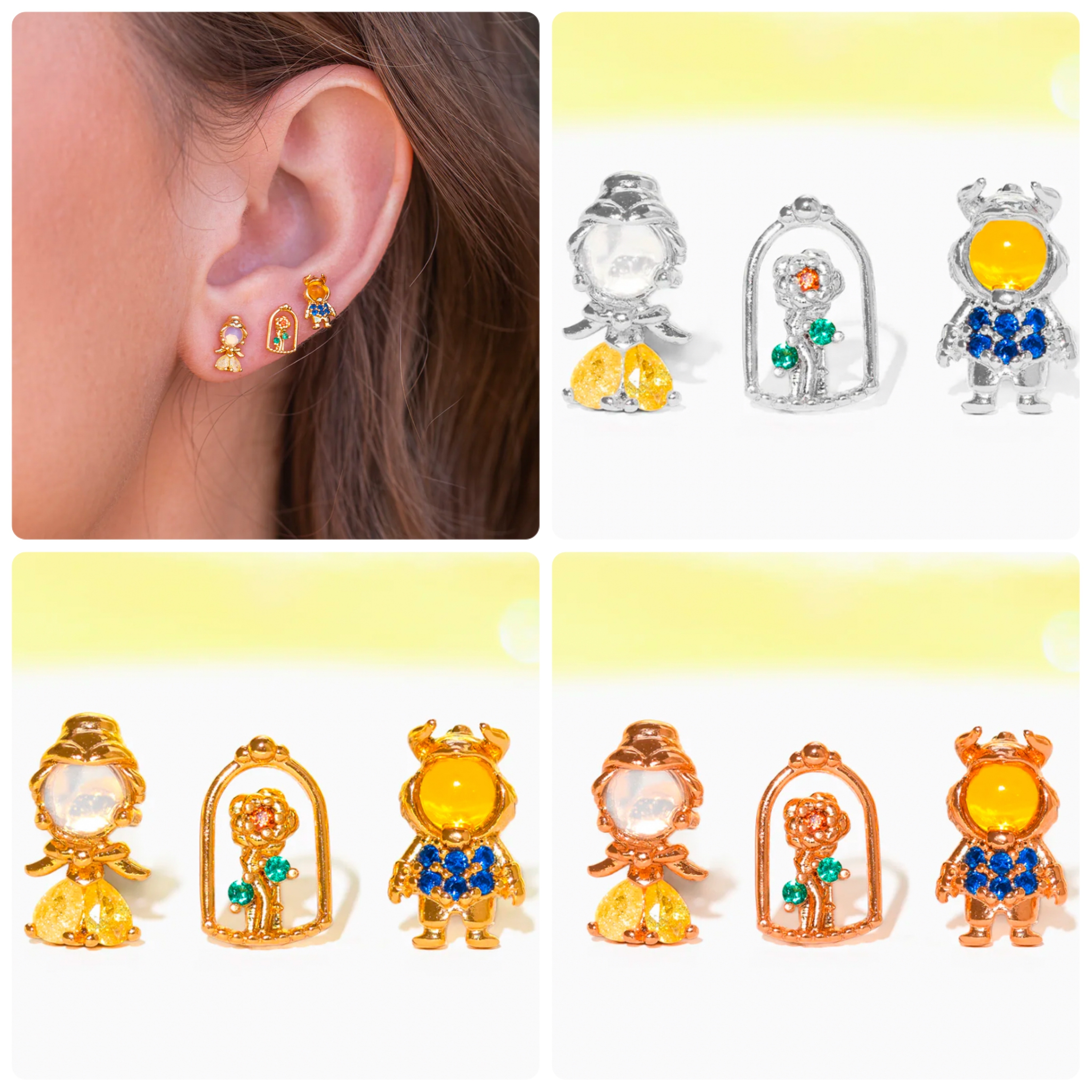 Girlscrew Disney 美女と野獣 ピアス セット 3色 関送無