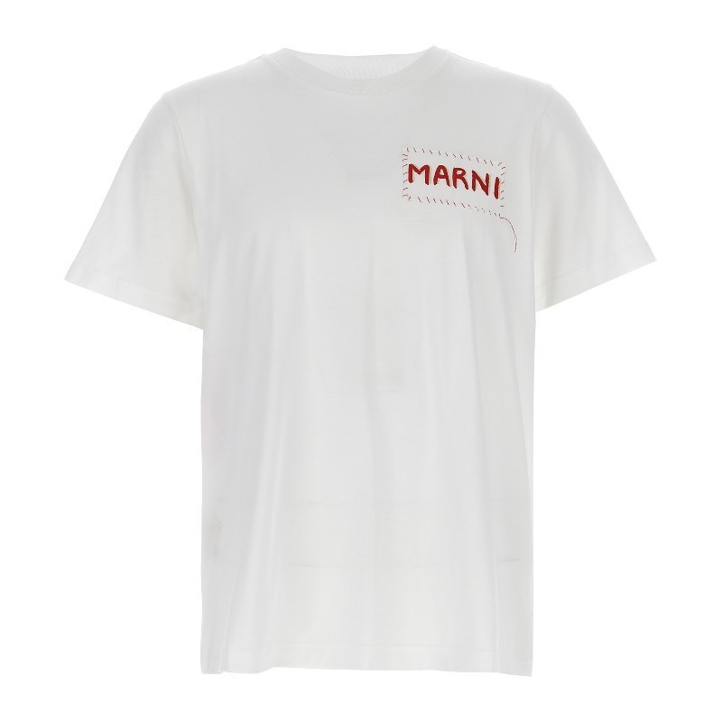 Tシャツ・カットソー MARNI FW25 Logo patch t-shirt (HUMU0198X0UTC446 00W01)