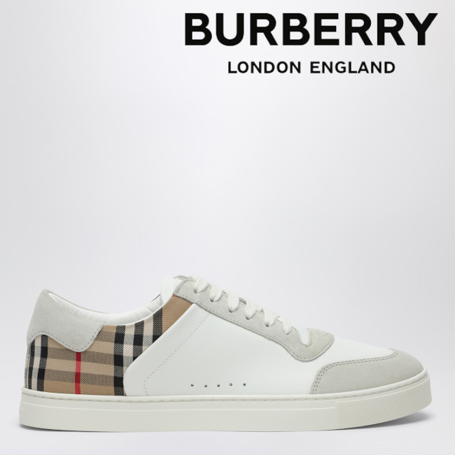 正規店買付【Burberry】ホワイト＆チェック レザースニーカー