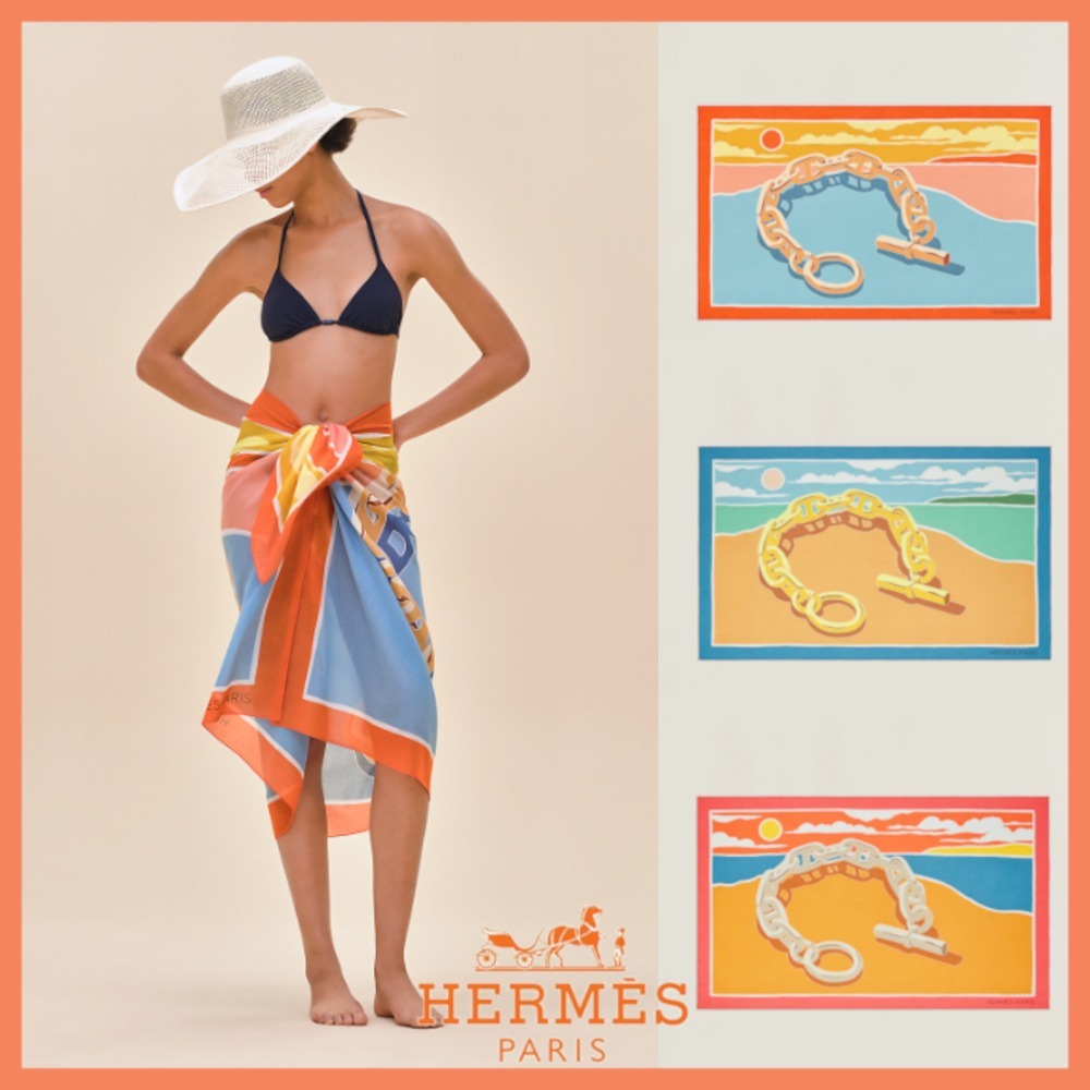 【目を惹く♪】HERMES パレオ【エスカル・ア・ラ・プラージュ】