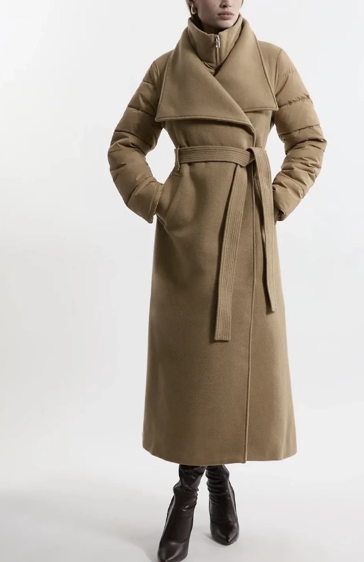《Karen Millen》ウール混 ハイブリッド パファーベルトコート