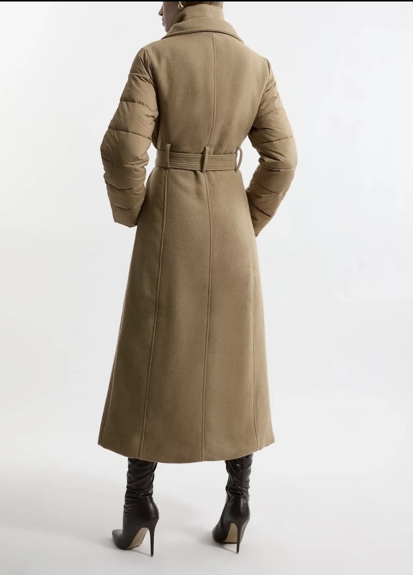 《Karen Millen》ウール混 ハイブリッド パファーベルトコート