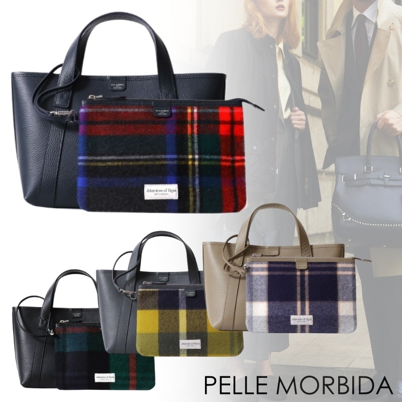 PELLE MORBIDA x Johnstons JETE007 ポーチ付きミニトートバッグ