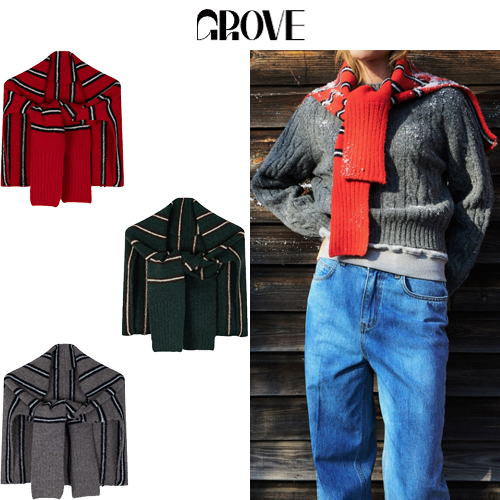 ★24-25WT新作★GROVE★STRIPE LAWSON SHAWL MUFFLER