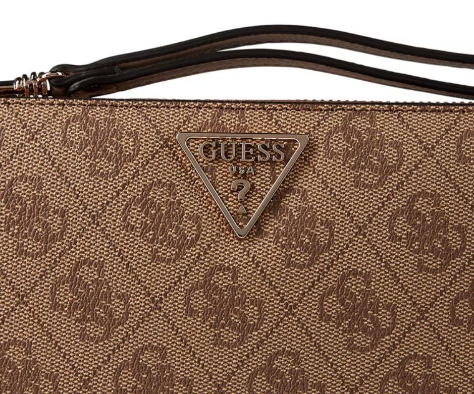 Guess★ラウンドファスナー ロゴ モノグラム 財布 長財布★茶★ Guess☆ラウンドファスナー ロゴ モノグラム 財布 長財布☆茶☆