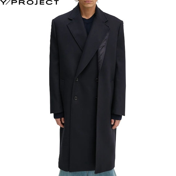 Y/Project ワイプロジェクト ダブルブレストコート ネイビー