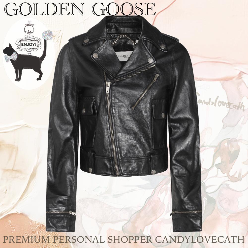 レザージャケット・コート GOLDEN GOOSE BLACK LEATHER JACKET
