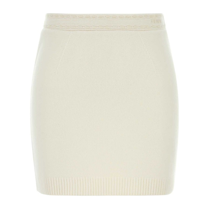 ミニスカート FENDI White cashmere blend mini skirt (FZQ758ASJJ F08QQ)