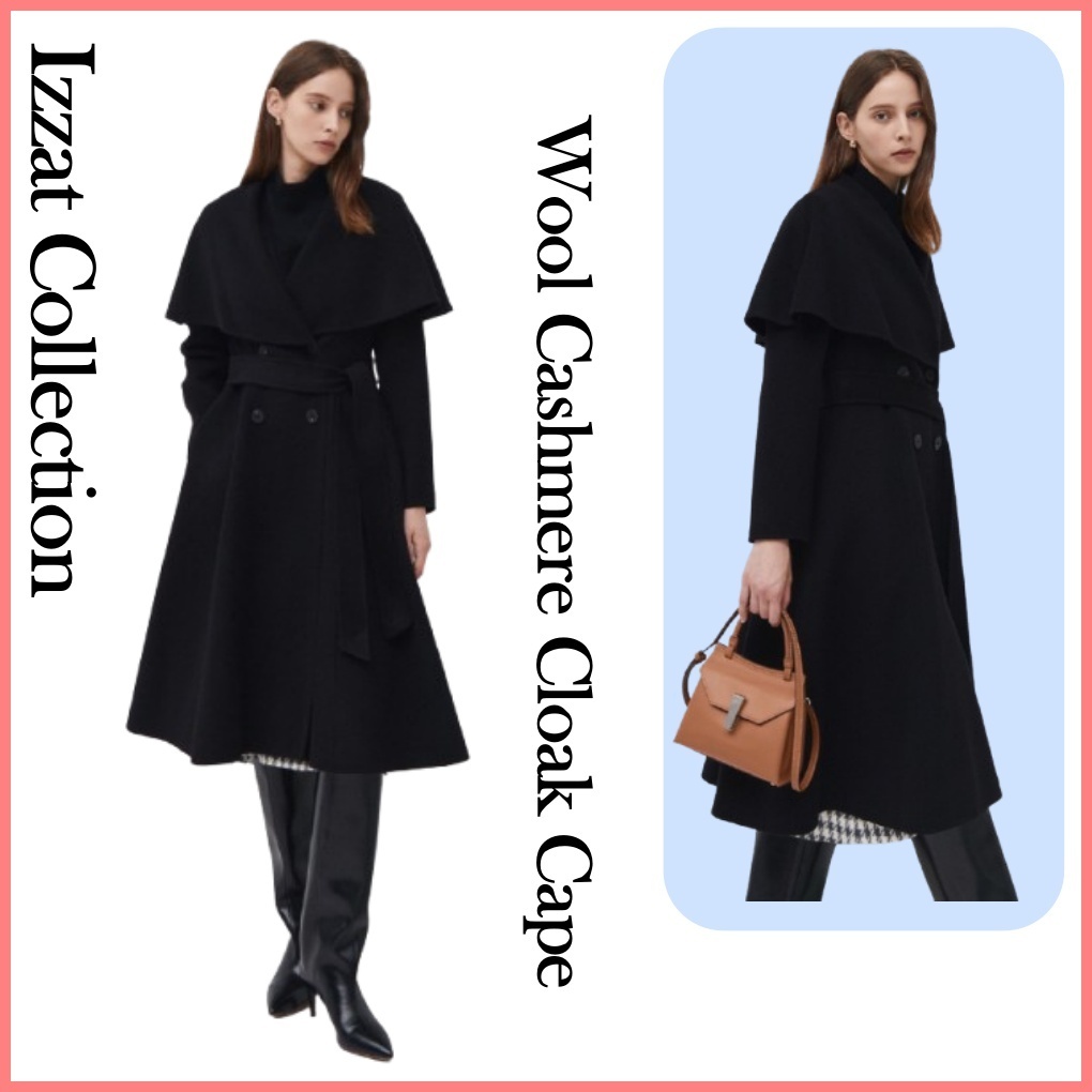 ◆THE IZZAT COLLECTION ウールカシミヤマントケープコート