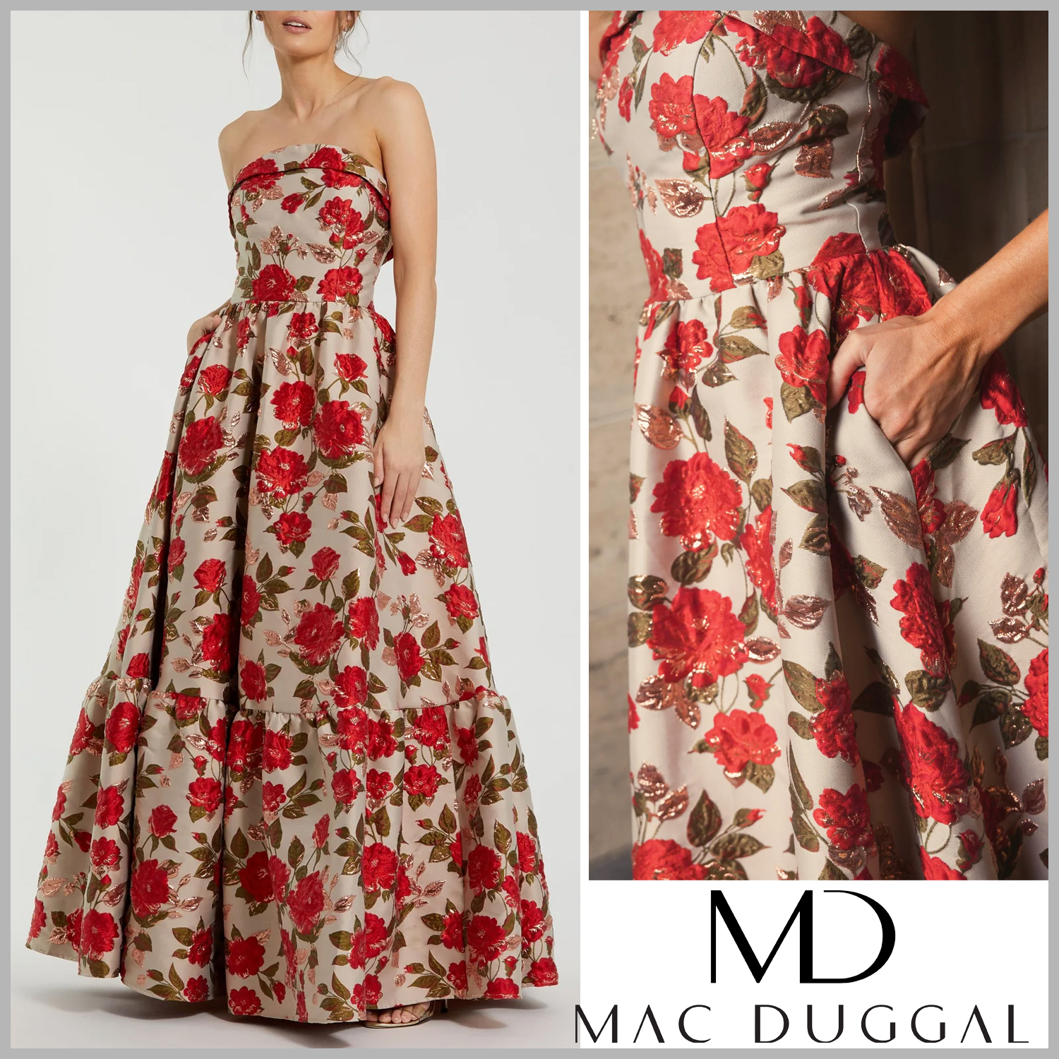 【Mac Duggal】関税なし♪プリンセスシルエット ロングドレス