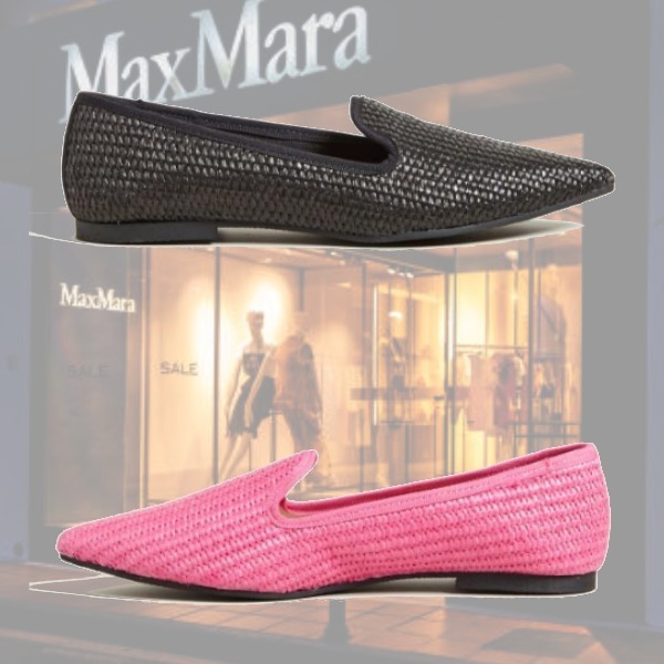 DT MaxMara ★ ラフィア風 バレリーナ OCEAN 2色