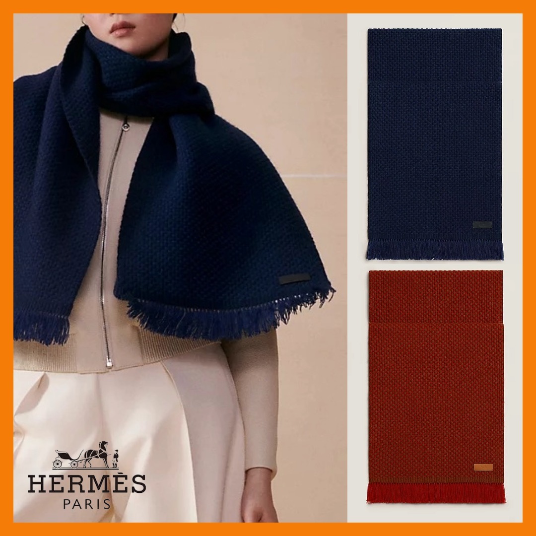 【カシミヤで暖かく♪】HERMES★マフラー《Nid d'Abeille》